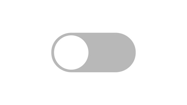 Professional motion graphic of a green on off slider button showing active state for user interface design and software configuration settings in apps.
