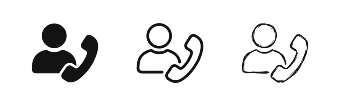 Customer Service Support and Contact Phone Icon Set
