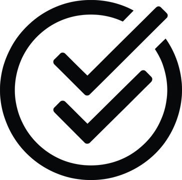 Black circle icon with double check mark symbol Vector
