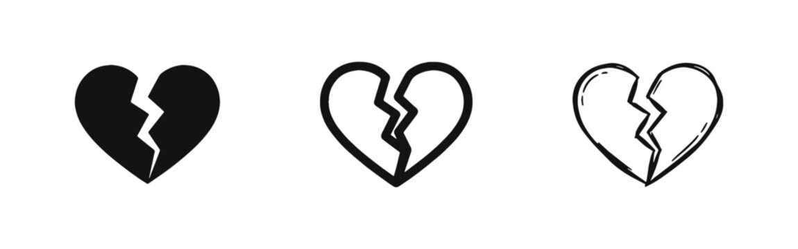 Broken Heart Icon Symbolizing Heartbreak, Relationship Separation, Sadness, and Emotional Pain