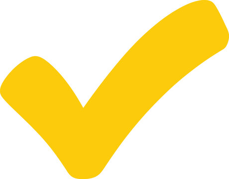 Yellow check mark icon for task completion and positive approval Vector