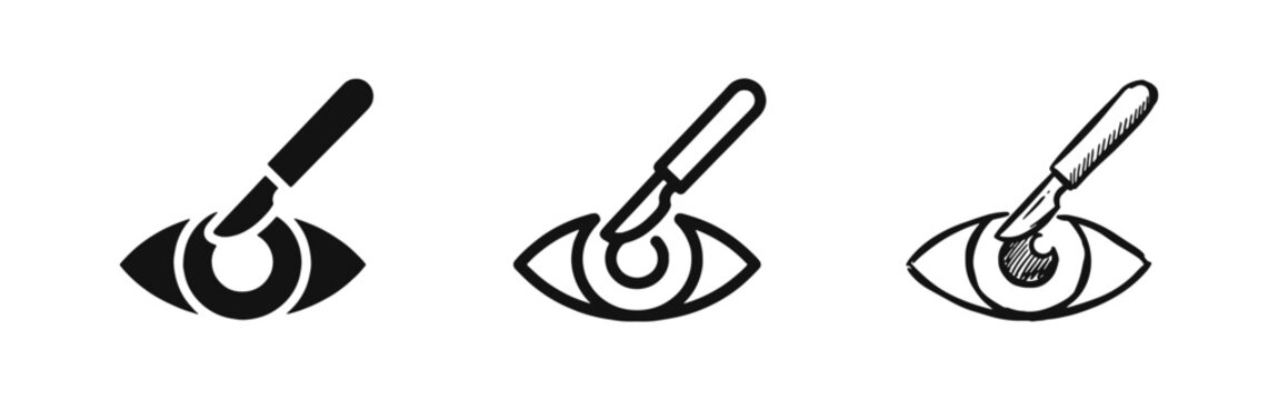 Laser Eye Surgery Scalpel Ophthalmology Icons Set