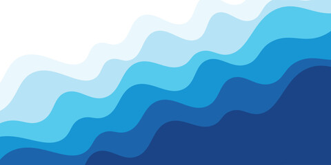 Fototapeta premium Sea waves layered vector background and sea beach vector illustration.