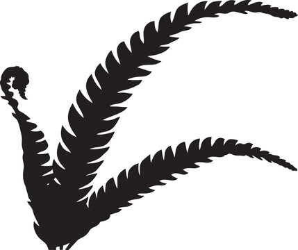 Black feather vector illustration of a bird wing with sharp quills isolated on transparent background, Vector