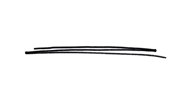 Animated hand drawn black marker lines on a white background for minimalist sketching art projects whiteboard animations and creative video underlines.
