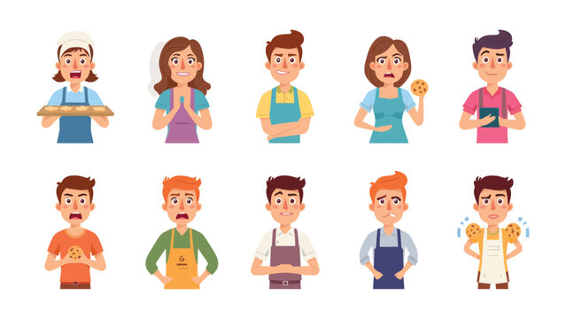 Bakers in a Baking Bind: A cartoon of baker character, expressing a range of emotions and challenges that arise in the art of baking.
