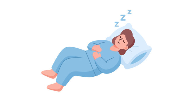 Woman sleeping peacefully on a pillow in bed at night