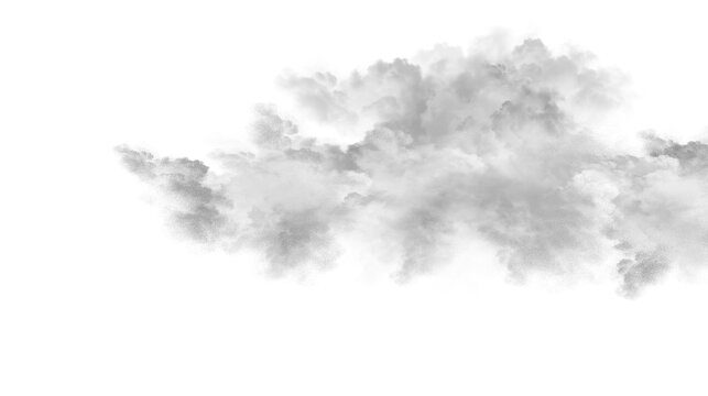 Grey smoke cloud on white background isolated on white background, illustration