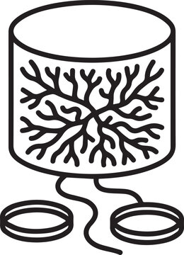 Microscopic Fungal Network in Soil Sample Vector Icon: Essential Biological Illustration for Microbiology, Agriculture, Environmental Science, and Sustainable Farming Research&mdash;Perfect