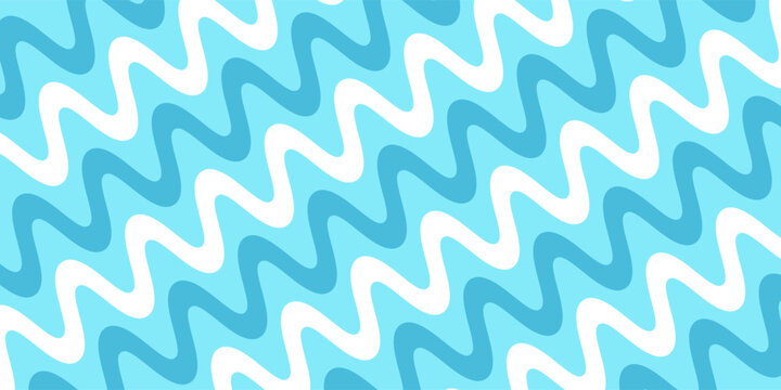 Simple seamless pattern with white abstract snowdrifts and frozen river waves in blue tones background. Ideal for kids decor, winter textiles, Christmas wrapping paper designs, winter sports product