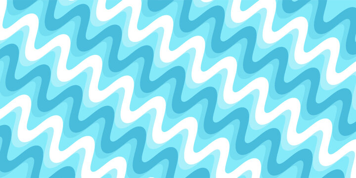 Simple seamless pattern with white abstract snowdrifts and frozen river waves in blue tones background. Ideal for kids decor, winter textiles, Christmas wrapping paper designs, winter sports product