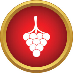 Naklejka premium White grape icon on a vibrant red circle with a golden border