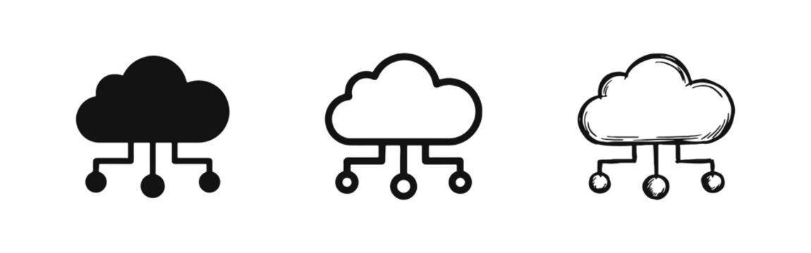 Cloud computing icon set, data network and storage connection symbol