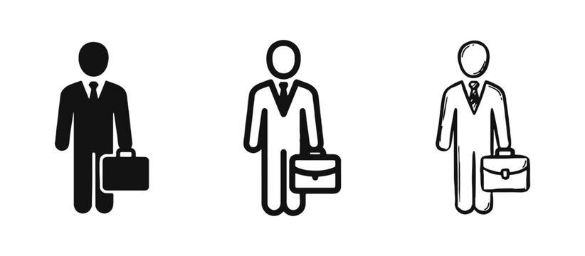 Businessman with briefcase icon set, professional career and corporate employee concept