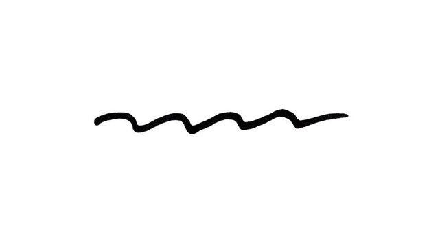 Animated hand drawn black squiggle line on white background for minimalist doodle art projects whiteboard animations and creative video underlines or transitions.
