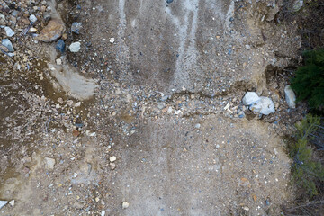Aerial View of Gravelly Dirt Erosion and Rocky Terrain on a Hillside in British Columbia, Canada © edb3_16