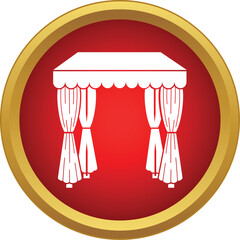 White chuppah with draped curtains on a red and gold button icon © ylivdesign
