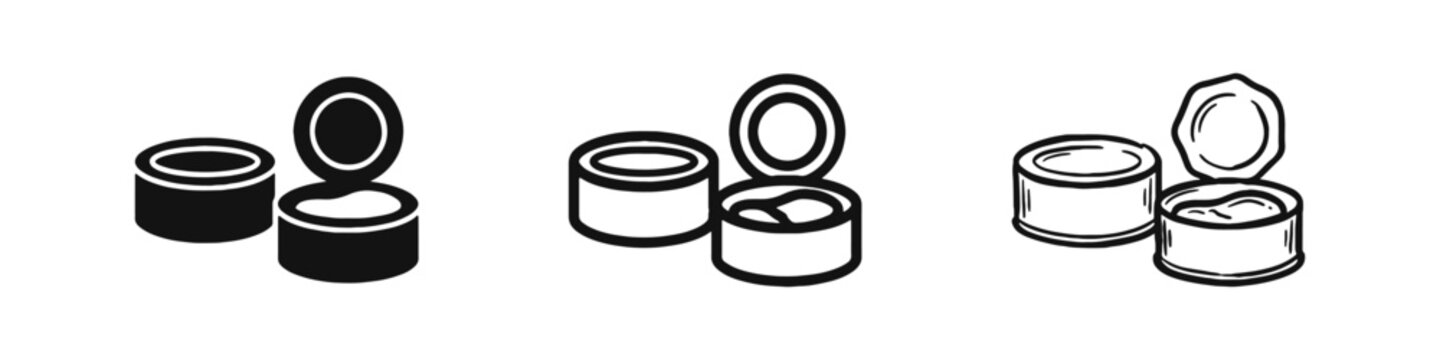Canned Food and Tin Can Icon Set for Grocery and Survival Kits