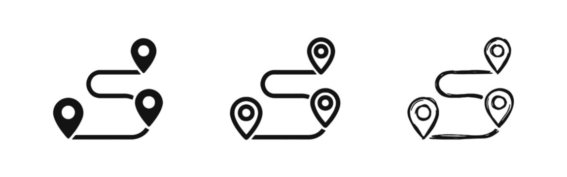 Route Planning and Multiple Destination Navigation Icon Set