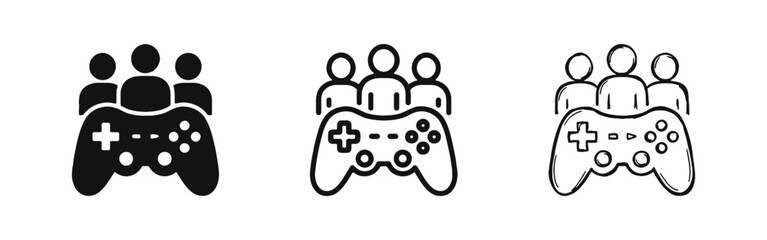 Multiplayer Gaming and Esports Community Icon Set for Web and Apps © drawing lines