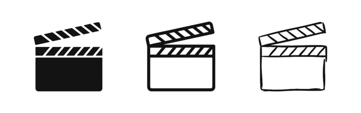 Movie Film Clapperboard Icons for Video and Cinema Production