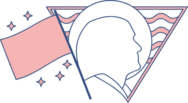 Minimalist line portrait of mother teresa with albanian flag