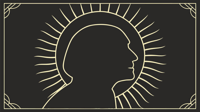 Monochrome profile portrait of mother teresa with radiant halo