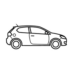 Naklejka premium Simple black outline vector illustration of a modern hatchback car isolated on a clean white background