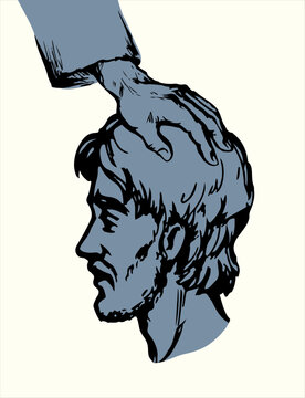 Prayer of blessing and laying on of hands. Vector drawing