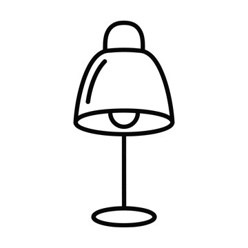 Modern minimalist line art vector icon of a desk lamp for interior design and home office lighting concepts