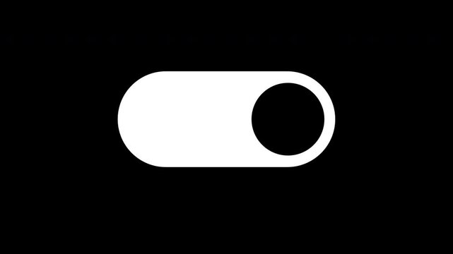 Hand cursor clicking switch toggle to change screen from white to black background. Dark mode activation, motion graphics