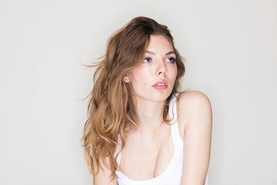 Studio portrait of young beautiful woman.