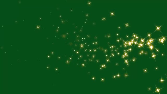 Glittering stars line glowing sparkle trail animation, shimmering starlight trails, twinkling magic dust on green background. luxury white glitter sparkles star trail, magic dust, pixie dust path