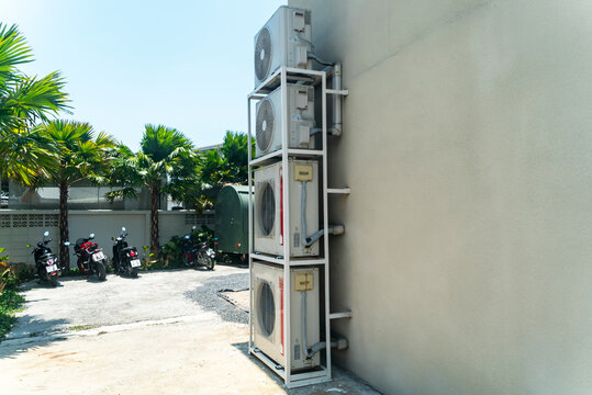 Commercial Air Conditioning Units Near Outdoor Wall
