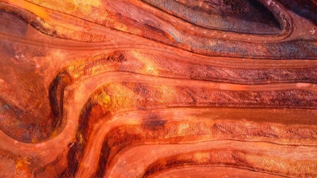 Aerial drone view of an iron ore mine HD