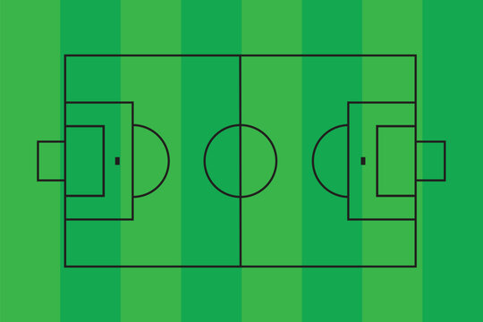 Top-Down Vector Diagram of a Football Field with Goal Areas and Center Circle