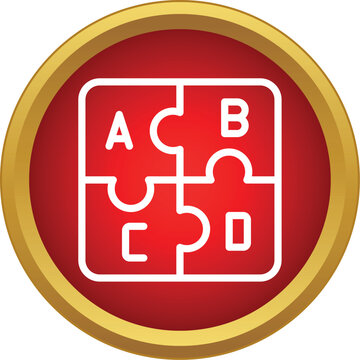 Puzzle pieces with letters a, b, c, d representing education and problem solving