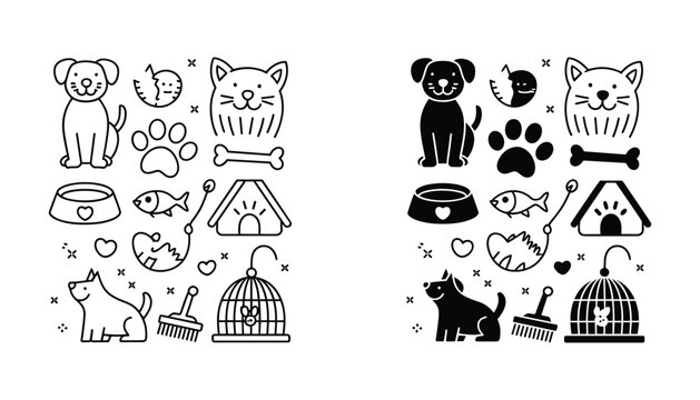 Black and white pet doodle set dogs cats and pet supplies