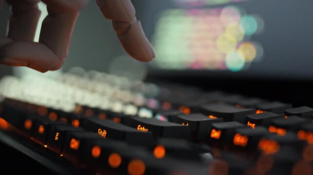 With precision-built fingers, a humanoid robot interacts with a keyboard, initiating complex code generation. This futuristic scene embodies AI-driven automation