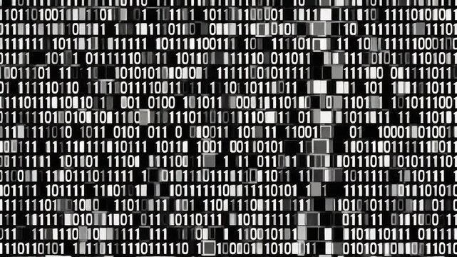 Abstract binary code flowing in a digital stream - futuristic technology background