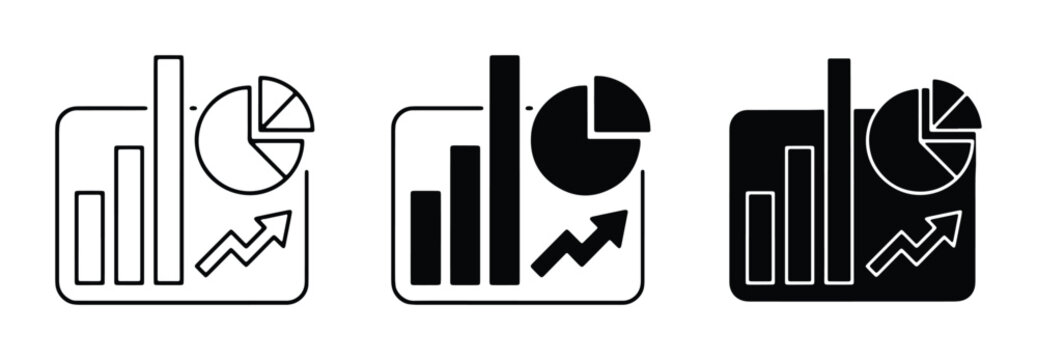 vector growth and analytics icons set on white background