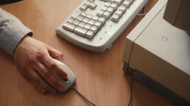 Retro pc computer gaming, Desktop vintage with loading code console, programmer making scripts, green basic screen, Old computer studio close-up, retro wave display, late 90s PC.