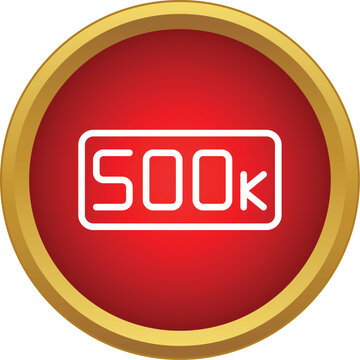 500k number showing achievement or followers in a red and gold circle icon