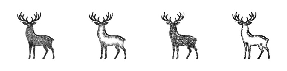 Sketch reindeer logo design set © David Zydd