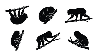 vector monkey silhouettes for graphic design projects © Faria