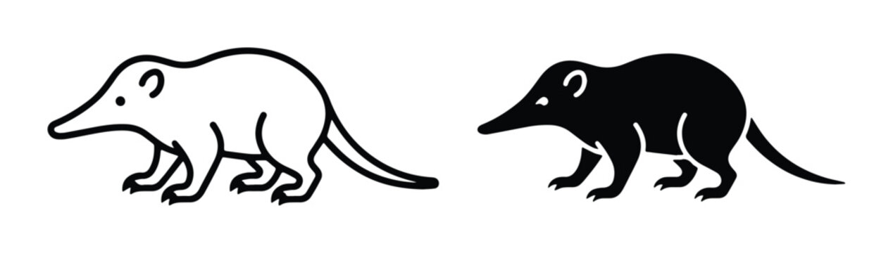 armadillo vector icon set on white background