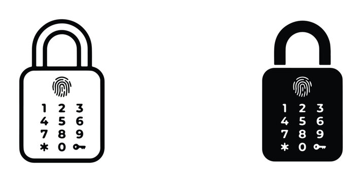 vector lock icons with fingerprint and numeric keypad on white background