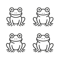 Fototapeta premium Monochrome frog pattern with four cartoon frogs on black background