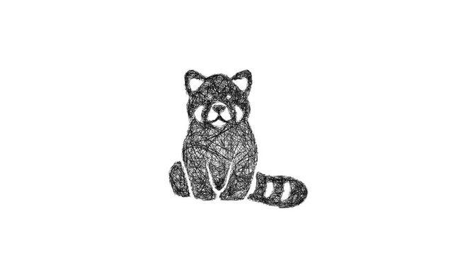 Sketch red panda icon animation - smooth progressive reveal