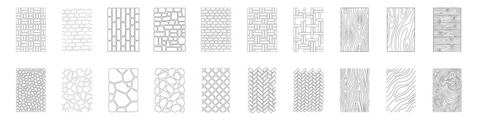set of seamless stone and wood texture patterns vector illustration on transparent background © gerik_a